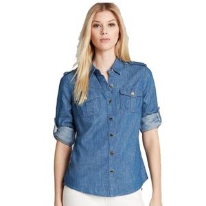 Tory Burch Chambray w/gold signature Buttons